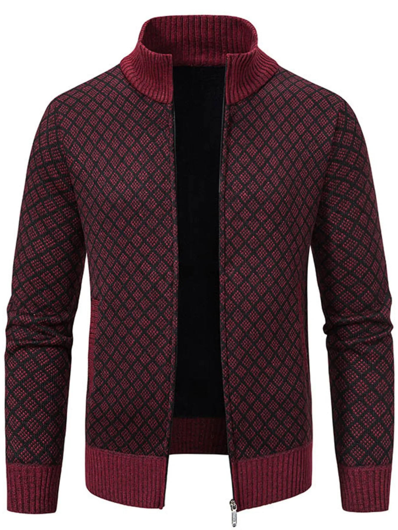 Men's Plus Size Zip-Up Knit Cardigan – view 5 | Lola Mariee