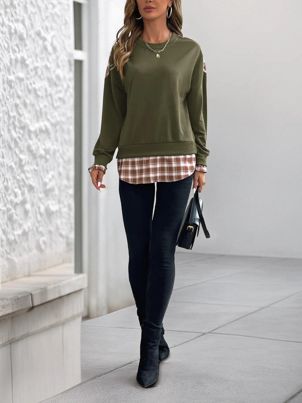 Plaid Long Sleeve Sweatshirt - Trendsi | Lola Mariee
