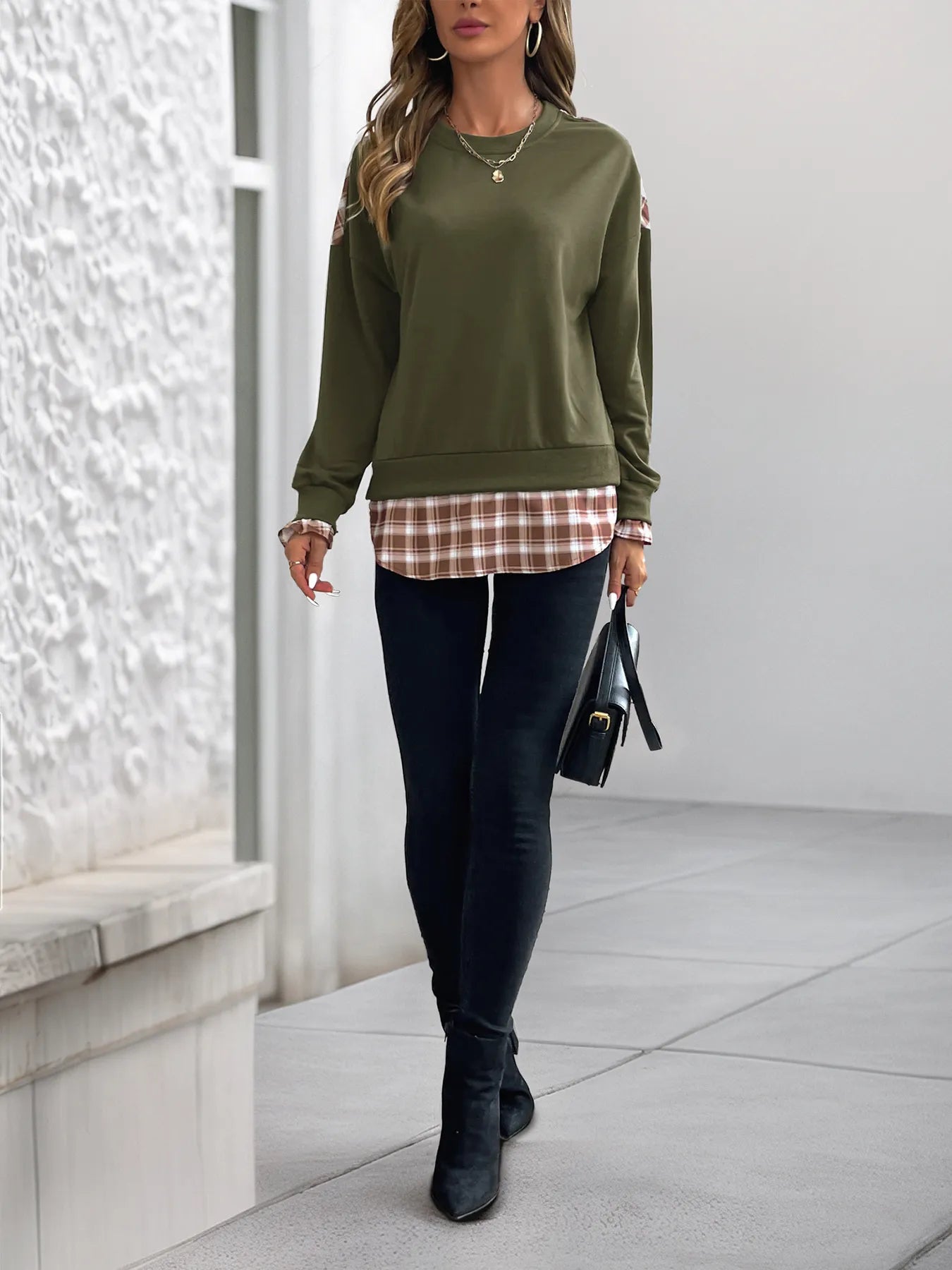 Plaid Long Sleeve Sweatshirt - Trendsi | Lola Mariee