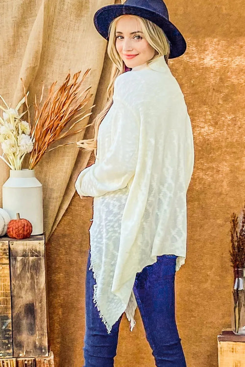 And The Why Textured Knit Fringe Hem Cardigan – view 2 | Lola Mariee