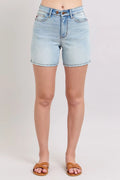 Judy Blue Full Size 2 Button Denim Shorts with Pockets Plus Size - women's bottoms at Lola Mariee boutique
