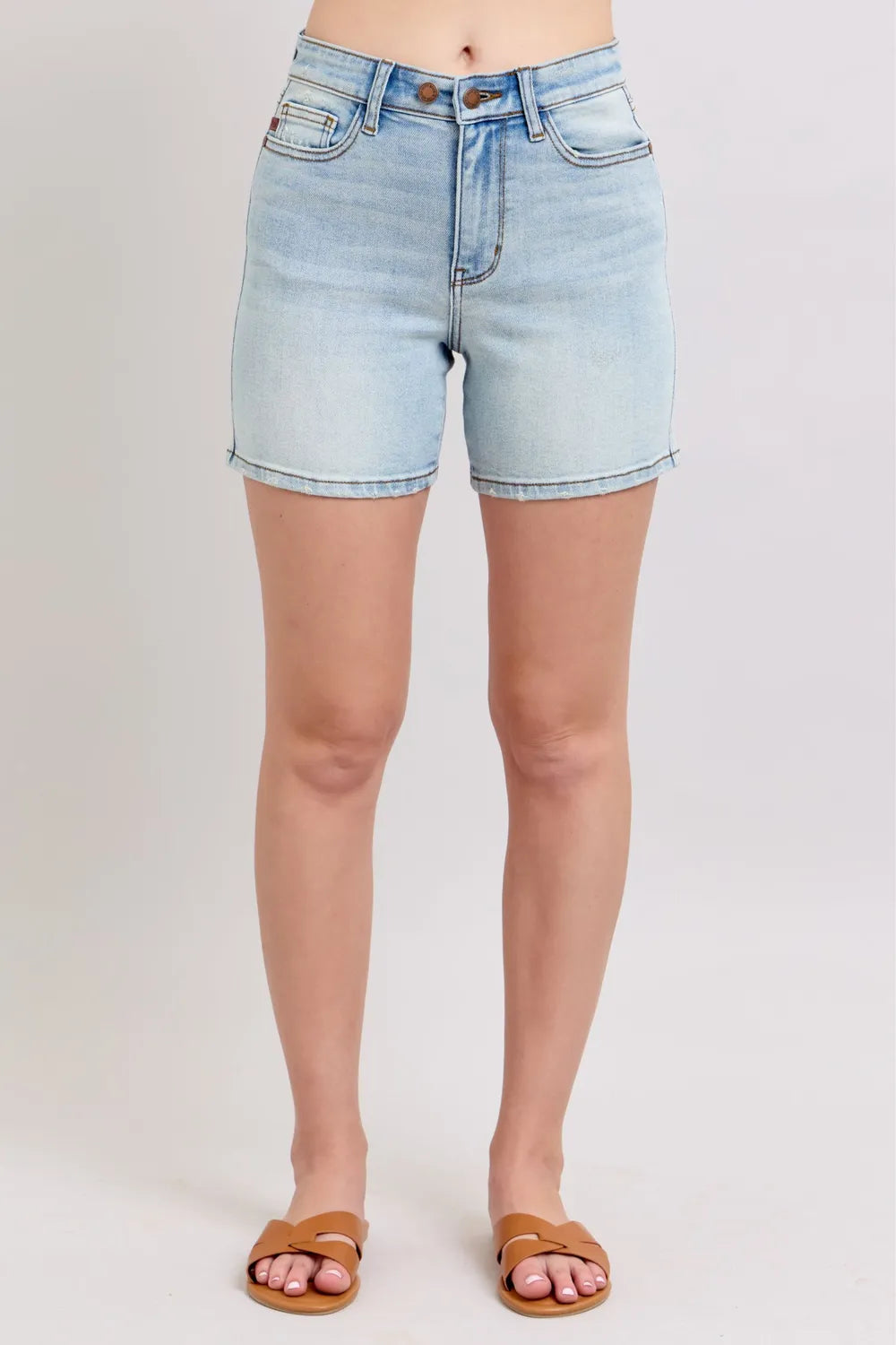 Judy Blue Full Size 2 Button Denim Shorts with Pockets Plus Size - women's bottoms at Lola Mariee boutique