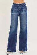 RISEN High Rise Wide Leg Slanted Pocket Jeans - women's bottoms at Lola Mariee boutique
