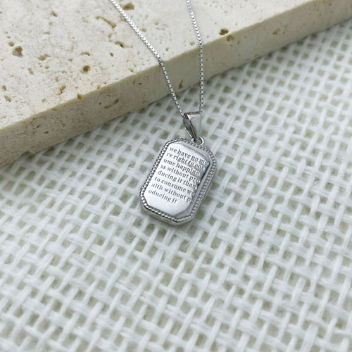 925 Sterling Silver Rectangle Pendant Necklace – view 2 | Lola Mariee