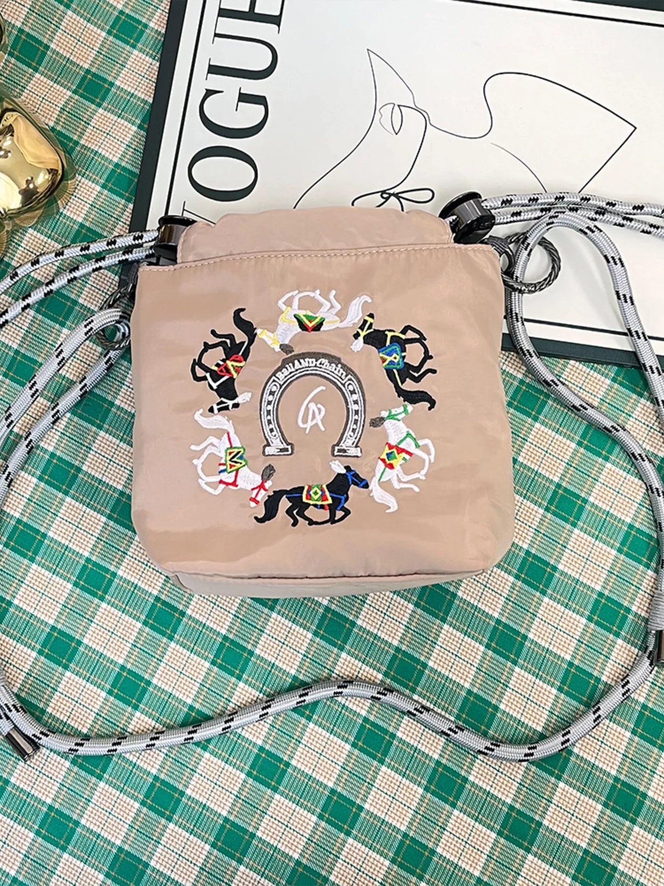 Embroidered Crossbody Bag with Rope Strap – view 3 | Lola Mariee