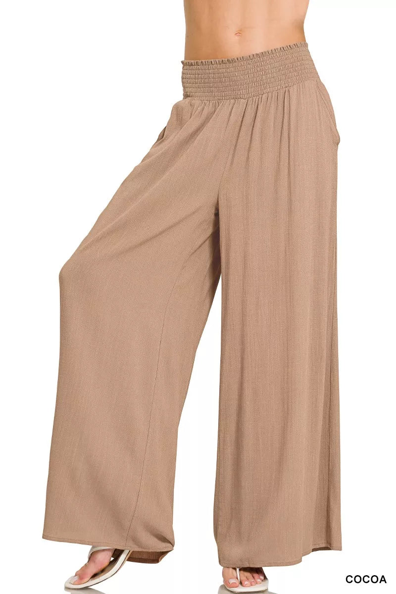Zenana Smocked Waistband Wide Leg Lounge Pants - women's top at Lola Mariee boutique