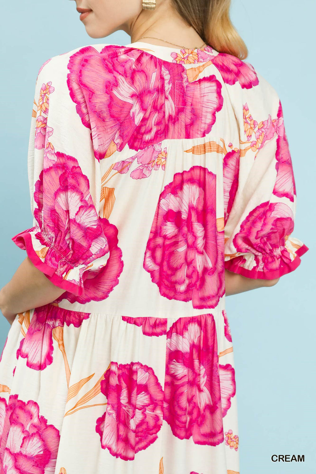 Umgee Floral Print Midi Dress with Contrast Trim - Trendsi | Lola Mariee
