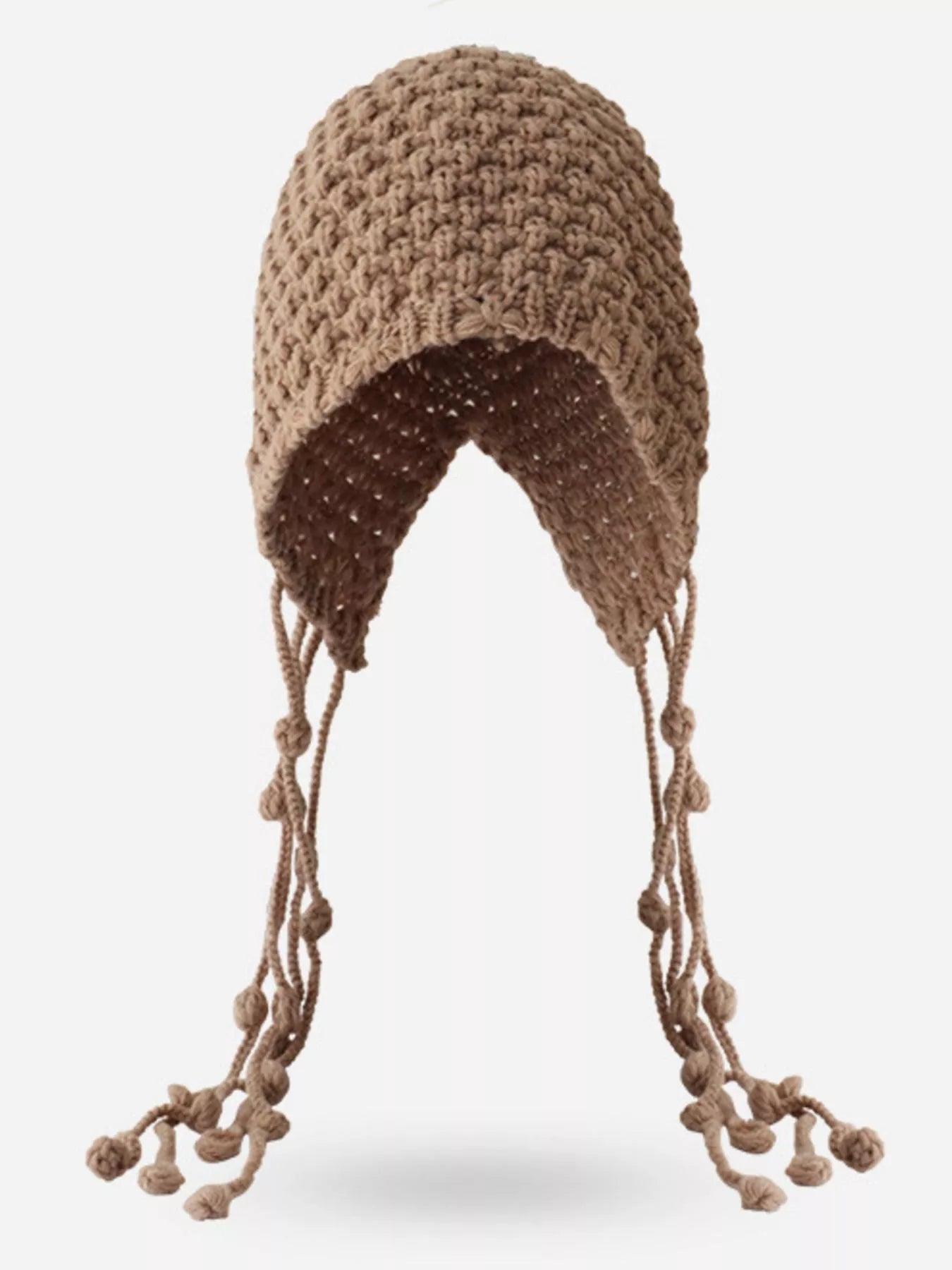 Fringe Knitted Beanie Hat – view 5 | Lola Mariee