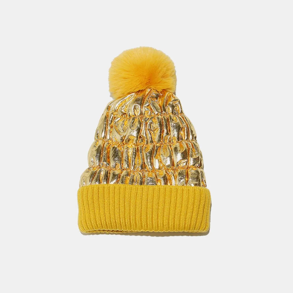 Thermal Knit Hat with Pompom - women's fashion at Lola Mariee boutique