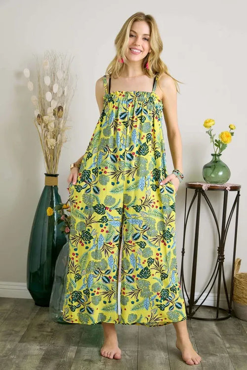 ADORA Elastic Detail Tropical Jumpsuit – view 2 | Lola Mariee