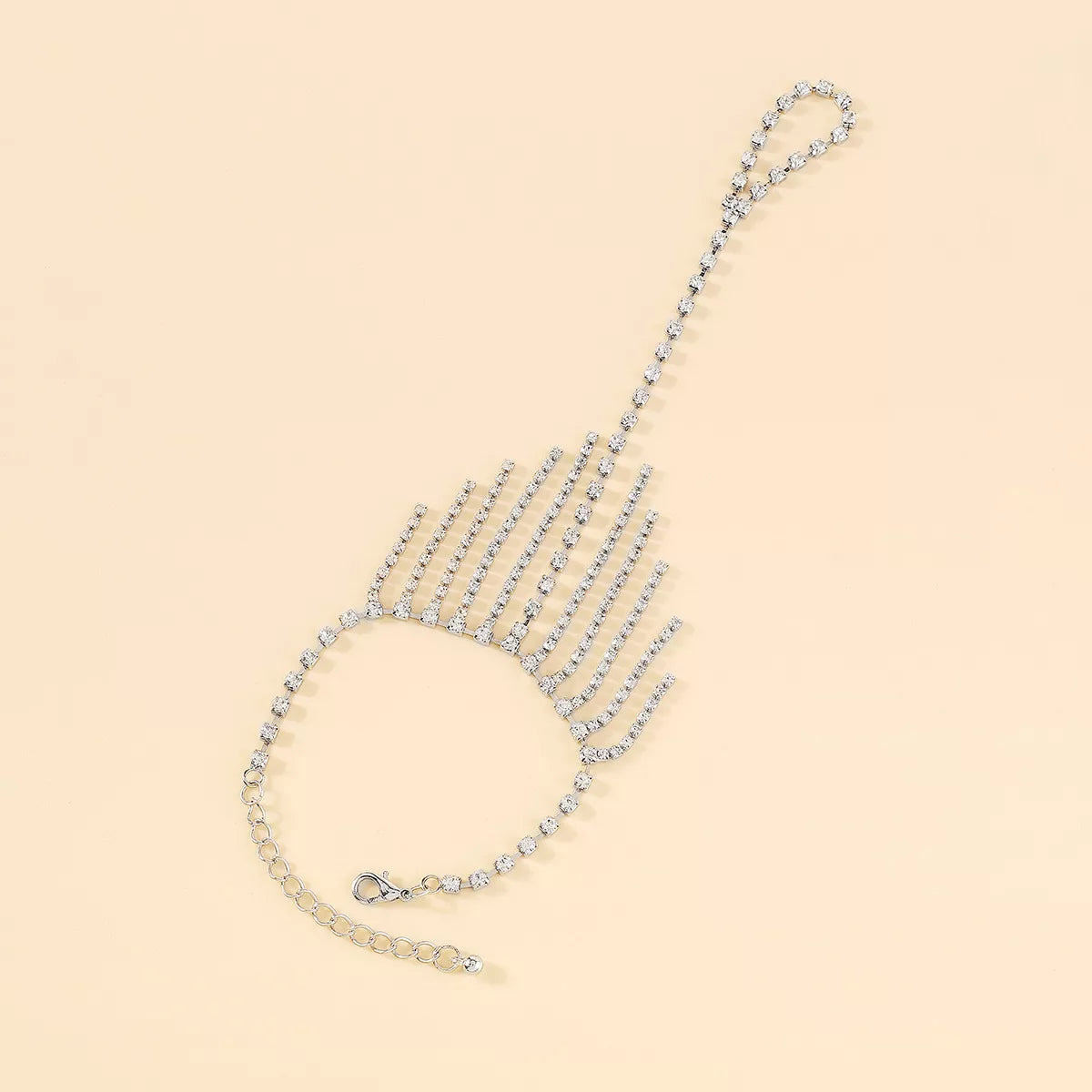 Rhinestone Fringe Hand Chain Bracelet – view 10 | Lola Mariee