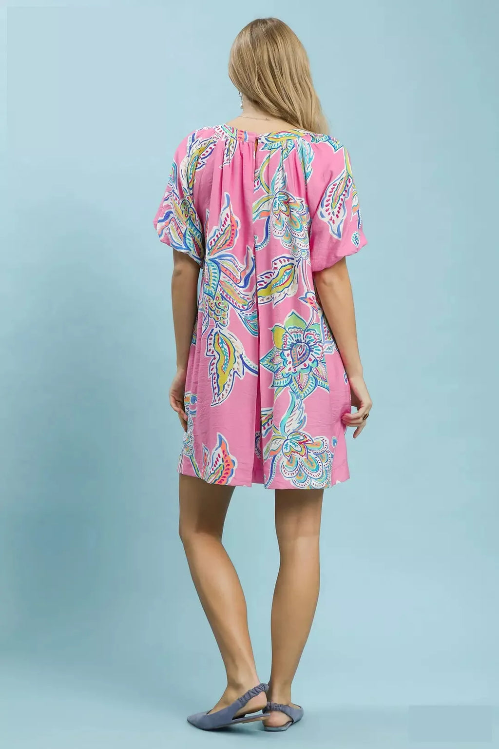 Umgee Boho Floral Print Mini Dress with Pockets - Trendsi | Lola Mariee