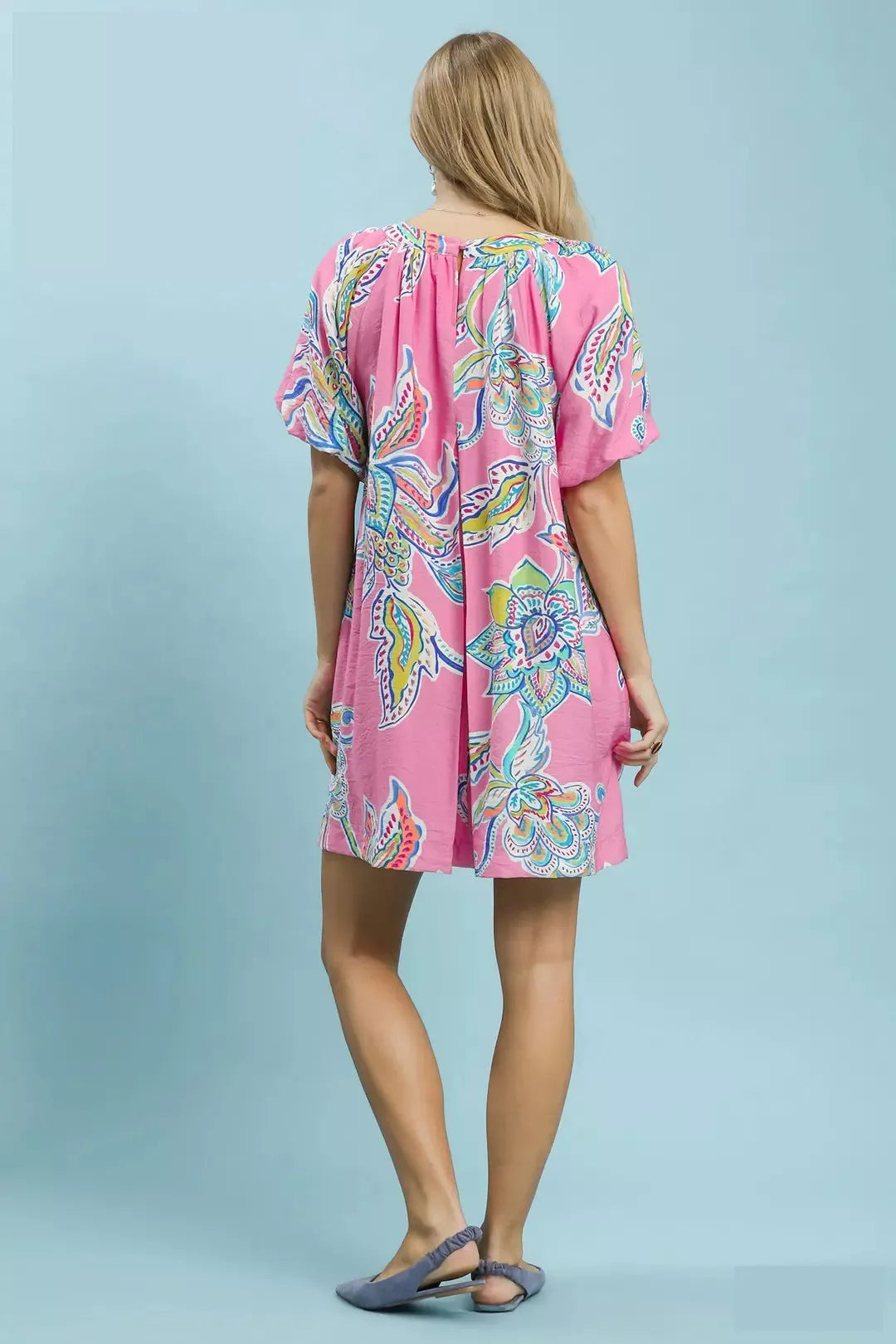 Umgee Boho Floral Print Mini Dress with Pockets - Trendsi | Lola Mariee