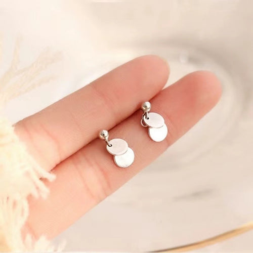 925 Sterling Silver Round Piece Drop Earrings – view 2 | Lola Mariee