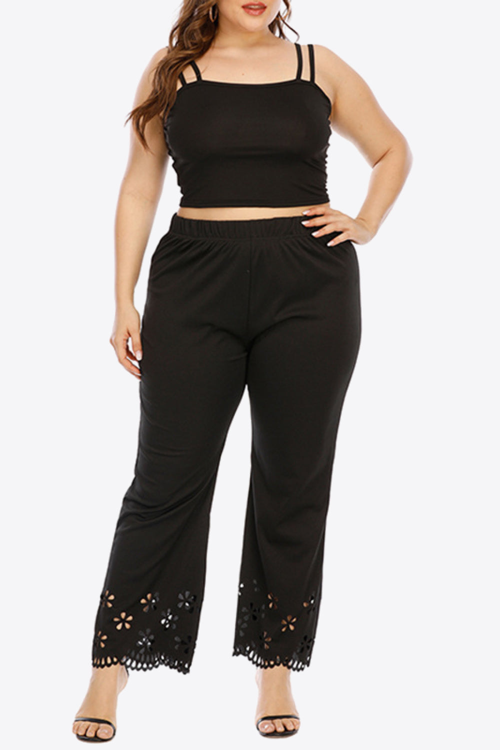 Plus Size Openwork Elastic Waist Pants - Trendsi | Lola Mariee