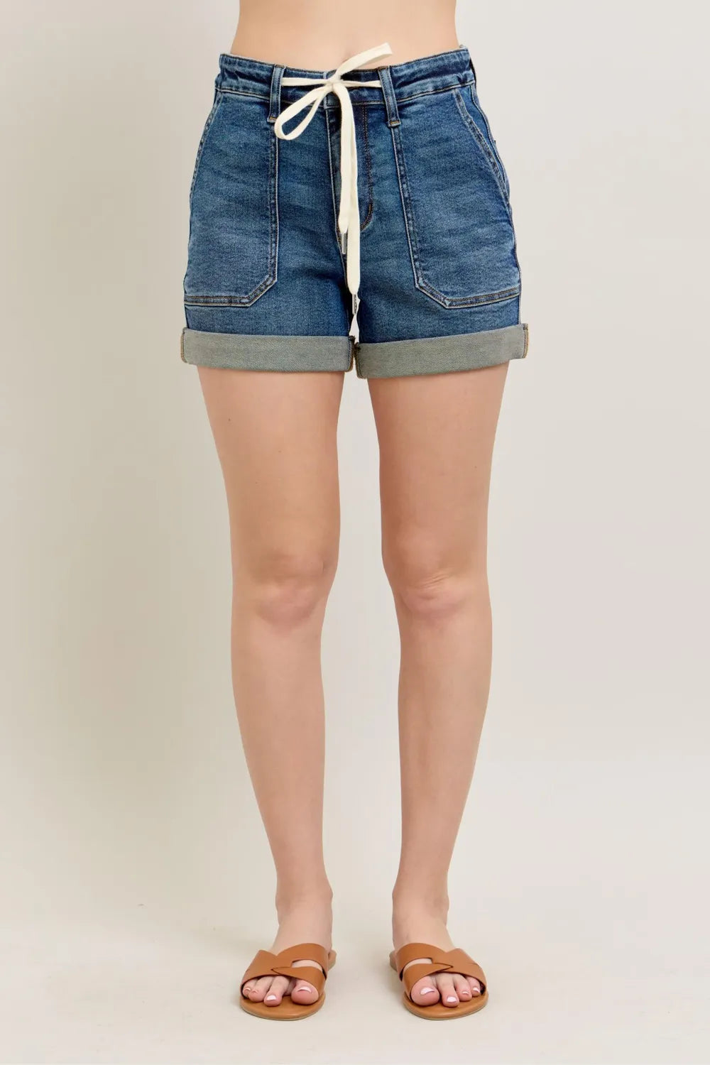 Judy Blue Full Size High Rise Cuff Denim Shorts Plus Size - women's bottoms at Lola Mariee boutique