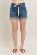 Judy Blue Full Size High Rise Cuff Denim Shorts Plus Size - women's bottoms at Lola Mariee boutique