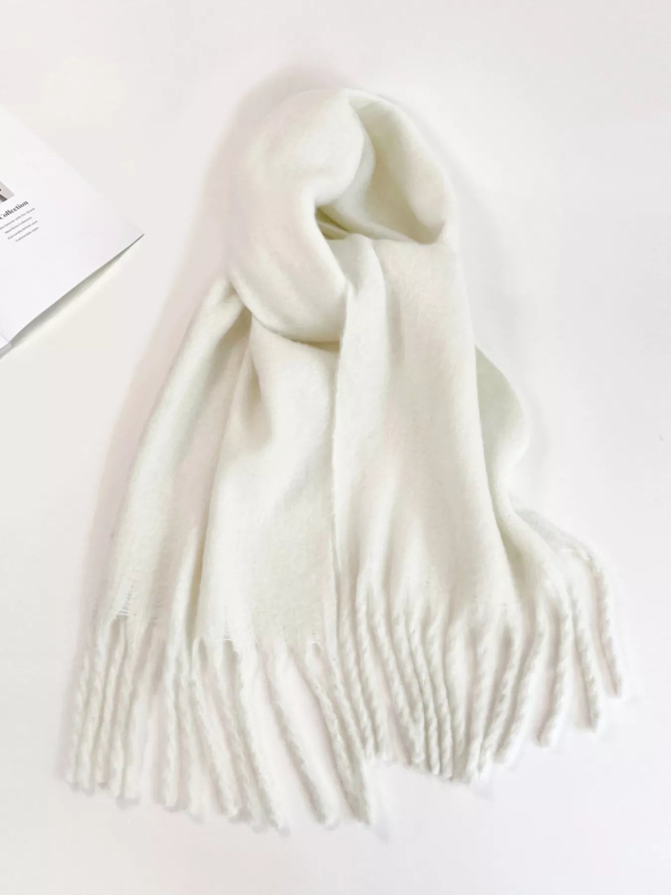Fringe Hem Soft Winter Scarf – view 2 | Lola Mariee