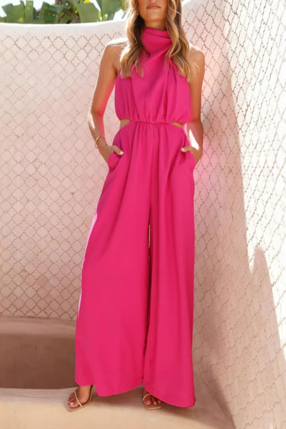Cutout Sleeveless Wide Leg Jumpsuit | Lola Mariee