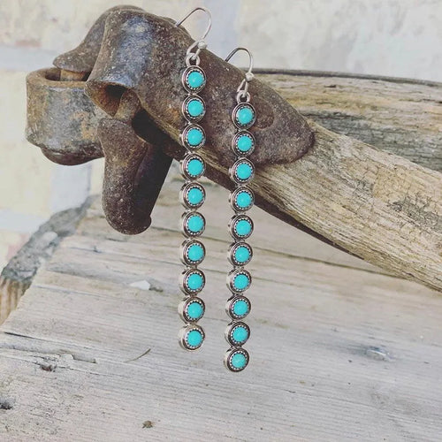 Artificial Turquoise Alloy Bar Earrings | Lola Mariee