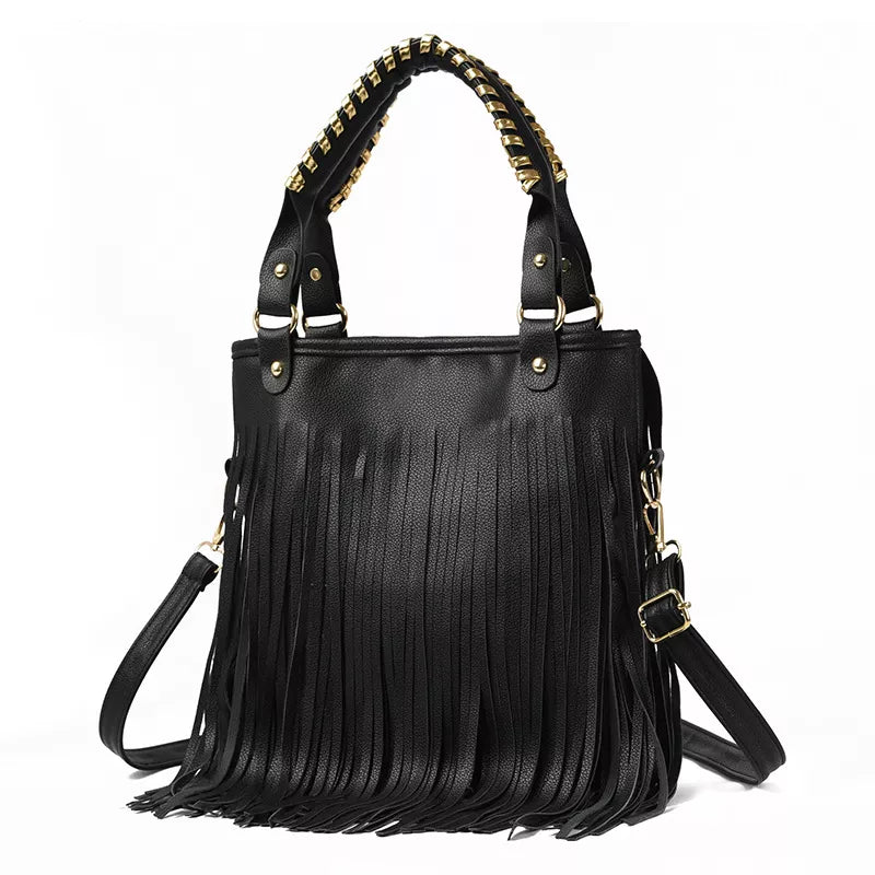 Fringe PU Leather Handbag – view 4 | Lola Mariee