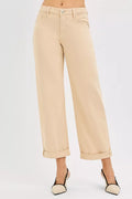 RISEN Tummy Control Mid Rise Ankle Barrel Relaxed Baggy - women's handbag at Lola Mariee boutique