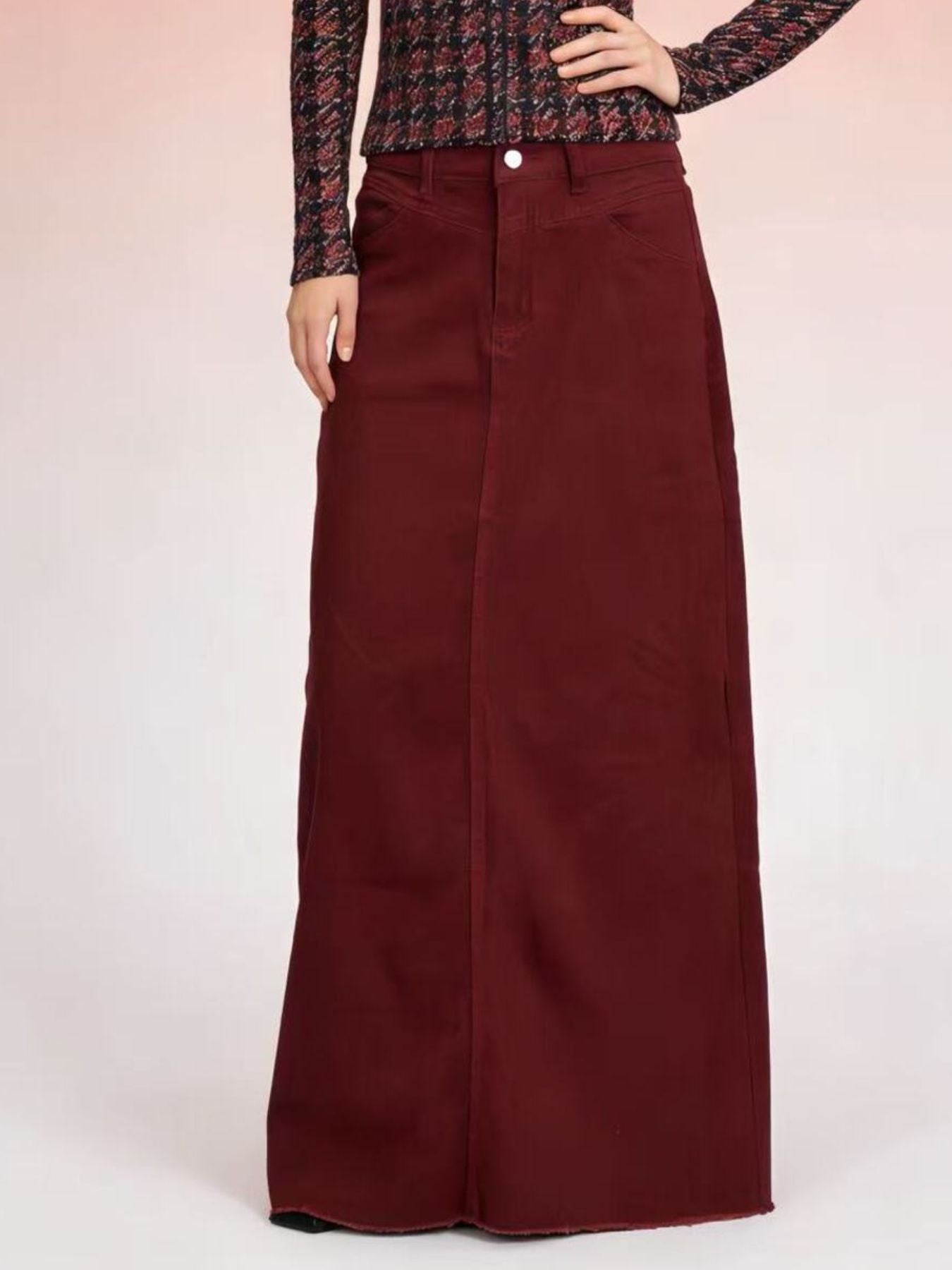 Raw Hem Maxi Denim Skirt – view 7 | Lola Mariee