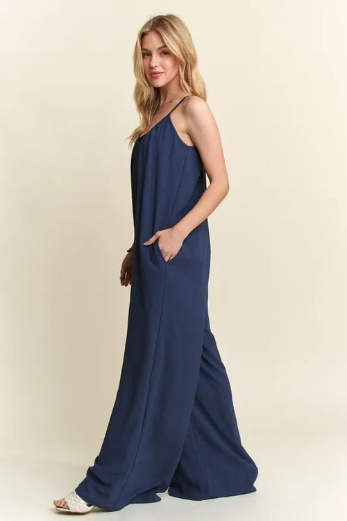 ADORA Wide Leg Casual Cami Jumpsuit – view 2 | Lola Mariee