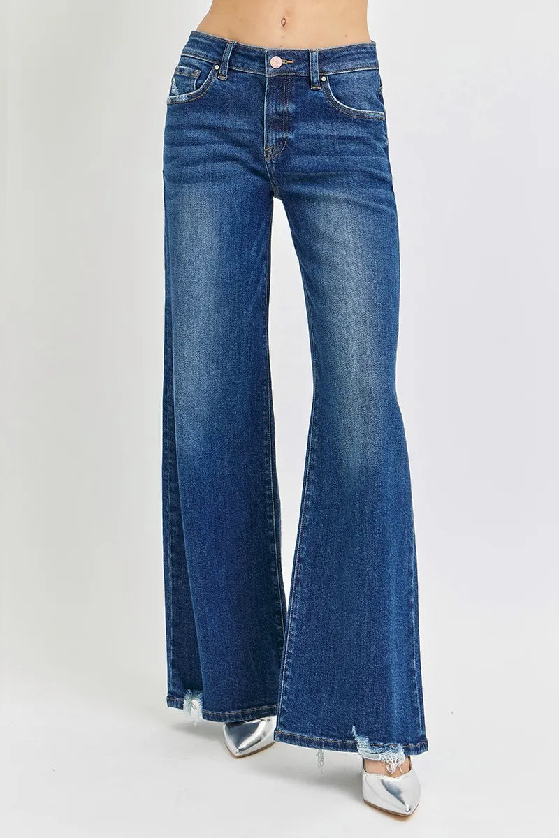 RISEN Full Size Mid Rise Wide Jeans Plus Size - women's bottoms at Lola Mariee boutique