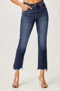 Risen Full Size Frayed Hem Cropped Straight Jeans - LOLA MARIEE | Lola Mariee