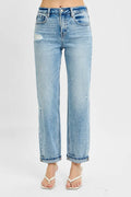 RISEN Full Size High Rise Ankle Boyfriend Distressed Jeans Plus Size - LOLA MARIEE | Lola Mariee