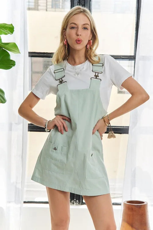 ADORA Adjustable Wide Strap Square Neck Overall Dress | Lola Mariee