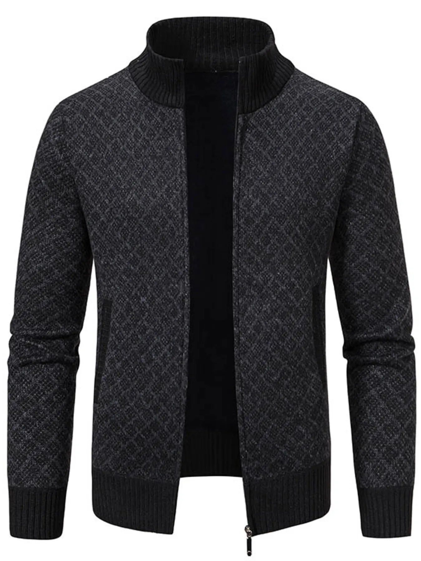 Men's Plus Size Zip-Up Knit Cardigan – view 3 | Lola Mariee