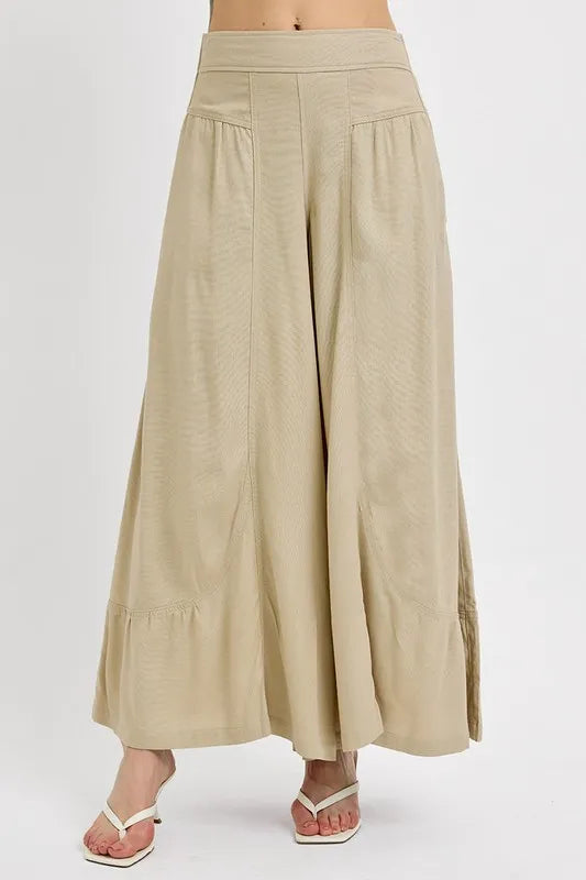 RISEN Shirring Detail Wide Leg Pants - women's bottoms at Lola Mariee boutique