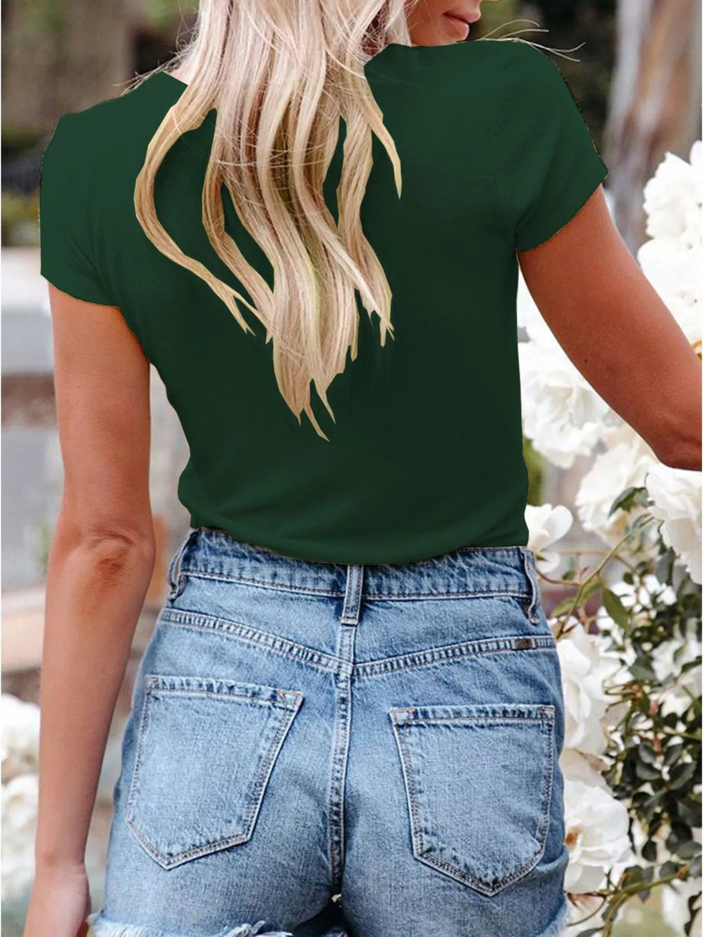 Full Size Casual V-Neck Button Detail T-Shirt Plus Size - Trendsi | Lola Mariee