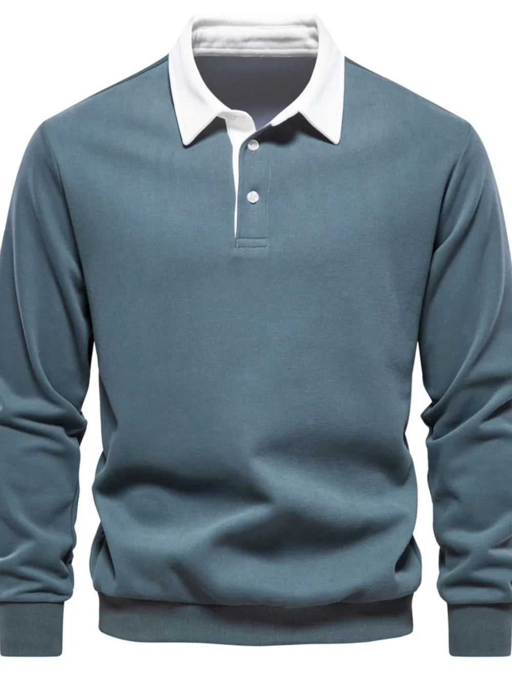 Men's Quarter Button Collared Neck Long Sleeve Polo – view 9 | Lola Mariee
