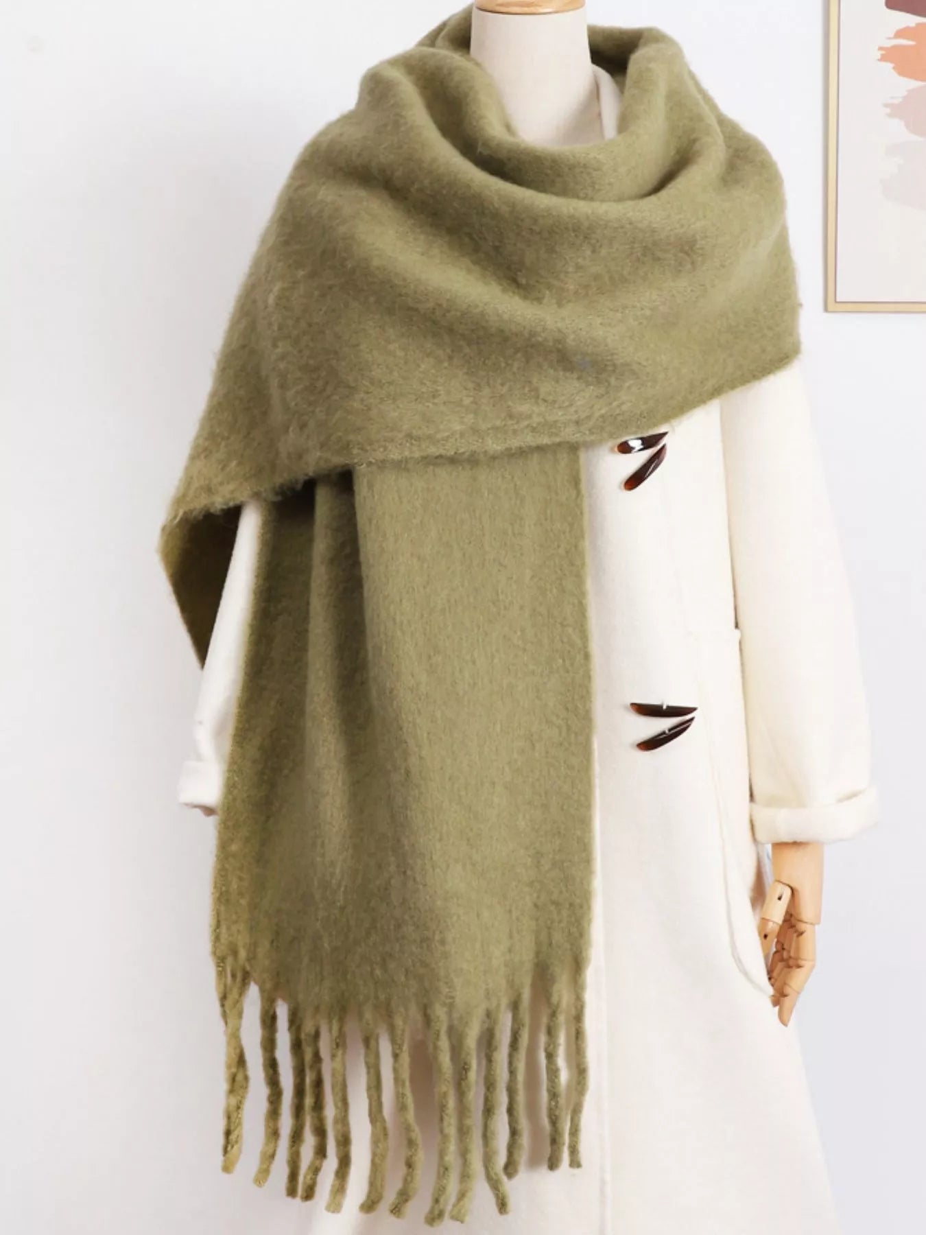 Fringe Hem Soft Winter Scarf – view 6 | Lola Mariee