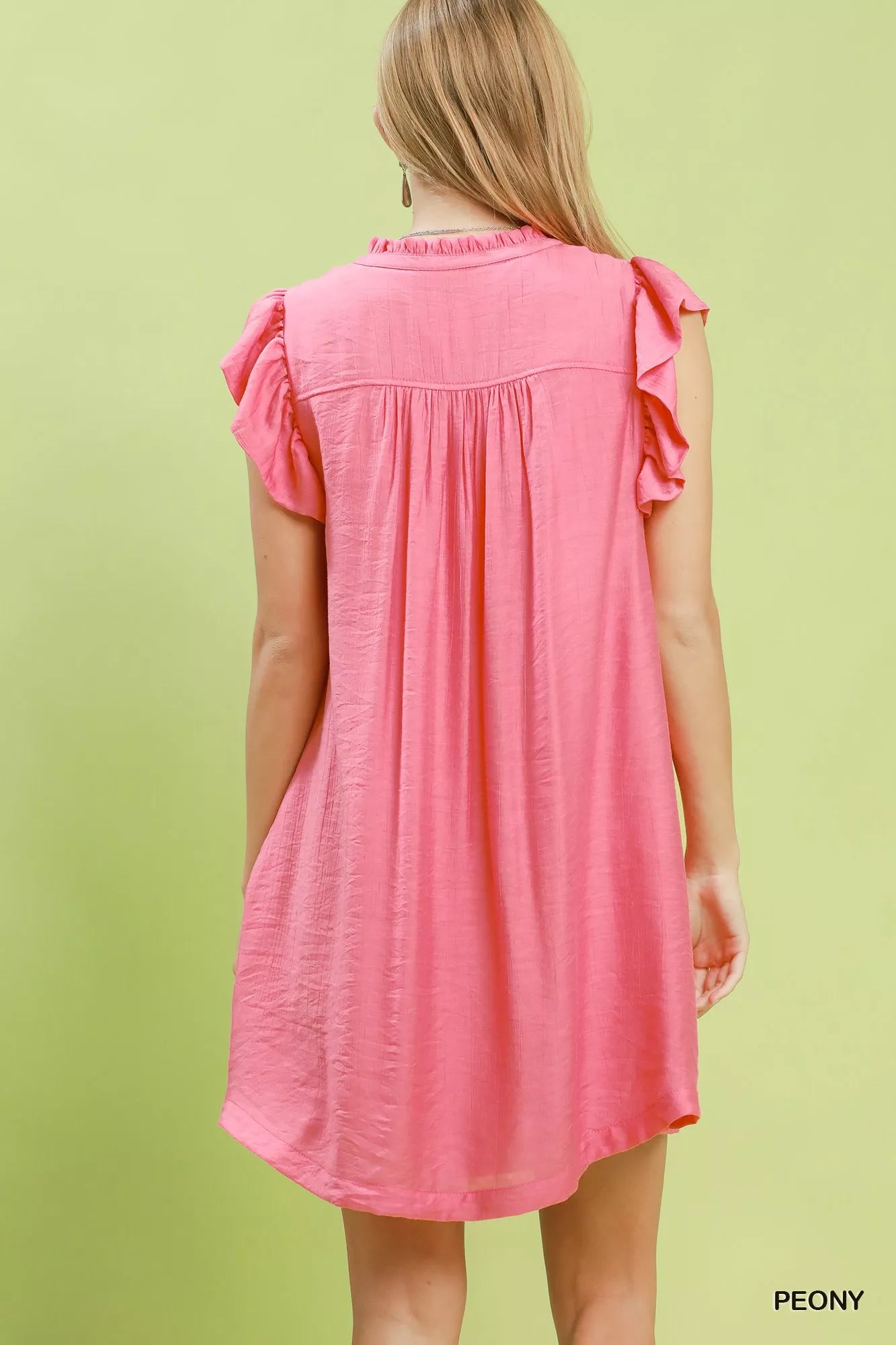 Umgee Ruffle Sleeve Henley Shift Dress - Trendsi | Lola Mariee