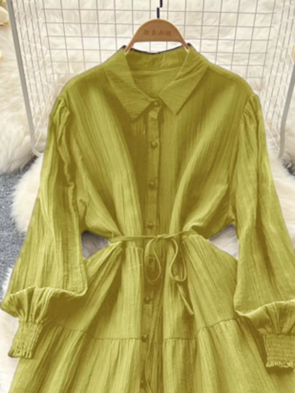 Button Down Tiered Long Sleeve Dress - Trendsi | Lola Mariee