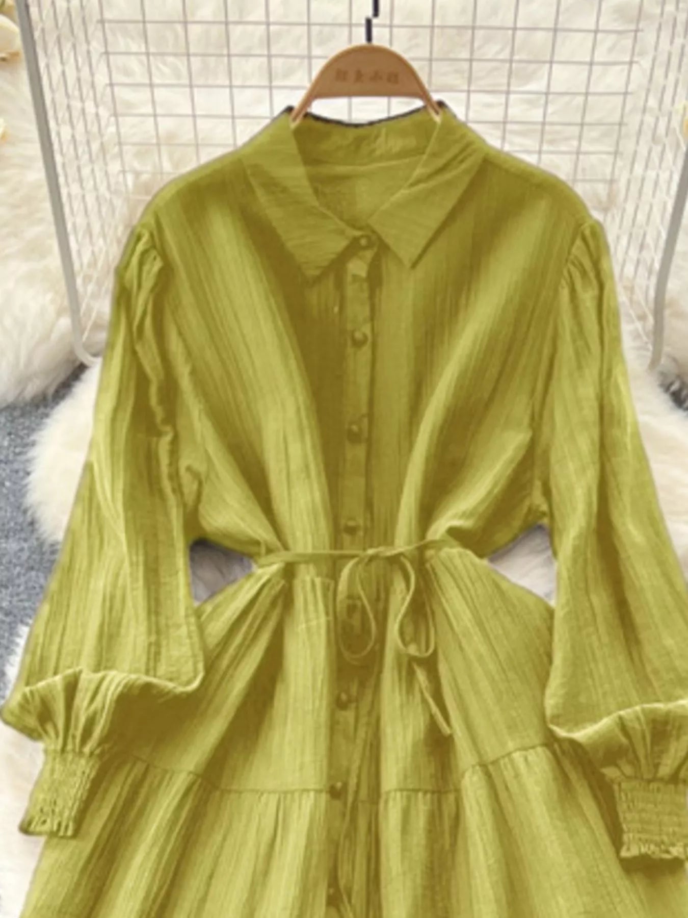 Button Down Tiered Long Sleeve Dress - Trendsi | Lola Mariee