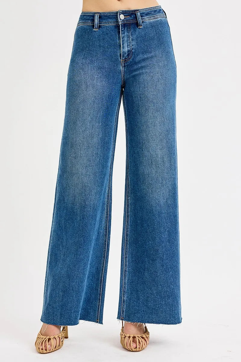 RISEN High-Waisted Wide Leg Jeans - women's bottoms at Lola Mariee boutique