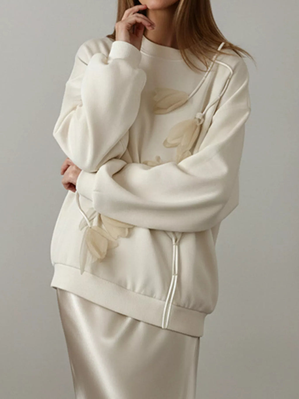 Flower Dropped Shoulder Sweatshirt - Trendsi | Lola Mariee
