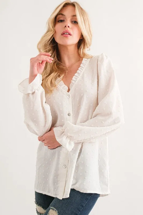 And The Why Polka Dot Ruffle Detailed Blouse Top | Lola Mariee