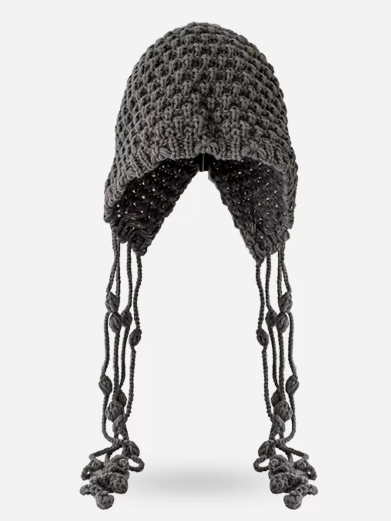 Fringe Knitted Beanie Hat – view 4 | Lola Mariee