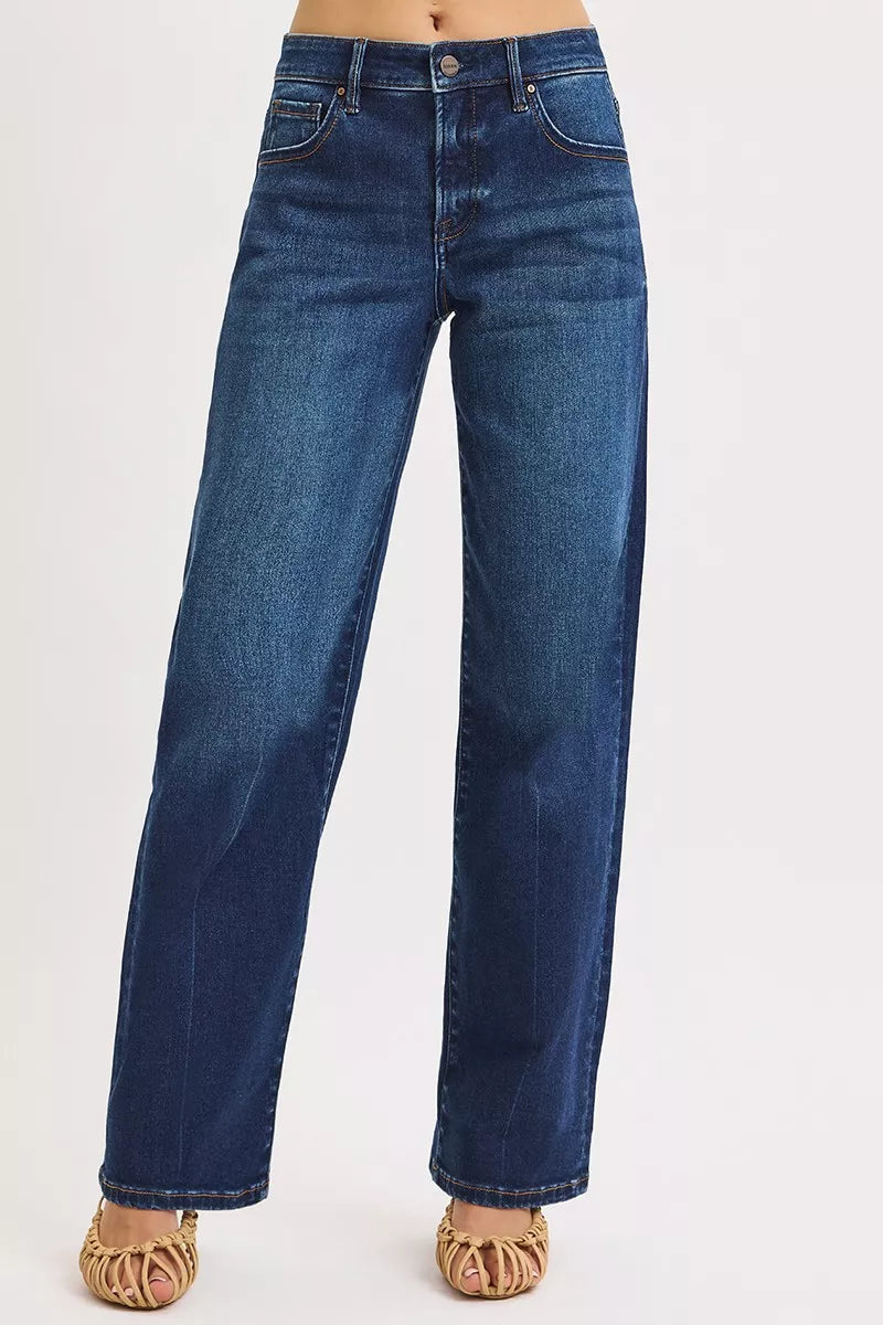 RISEN Mid Rise Wide Baggy Jeans - women's bottoms at Lola Mariee boutique