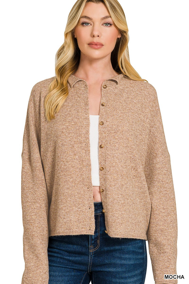 Zenana Collared Button Down Cardigan Sweater | Lola Mariee