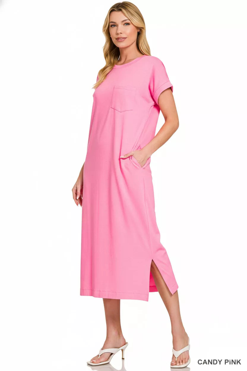 Zenana Round Neck Short Sleeve Midi Dress - Trendsi | Lola Mariee