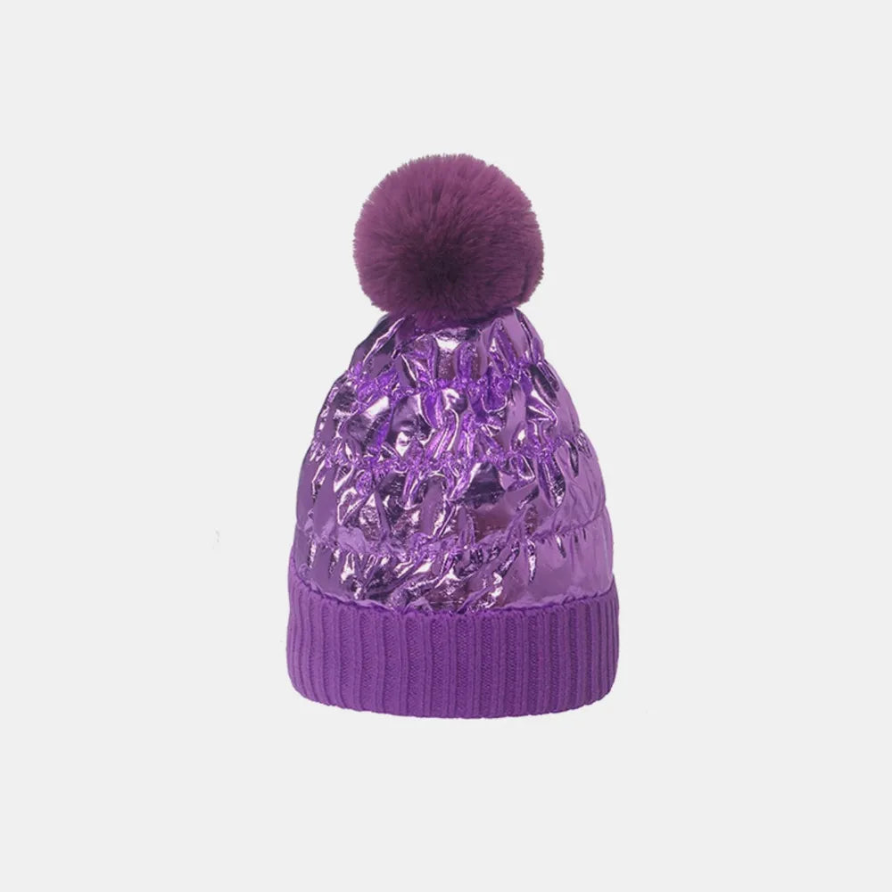 Thermal Knit Hat with Pompom – view 6 | Lola Mariee