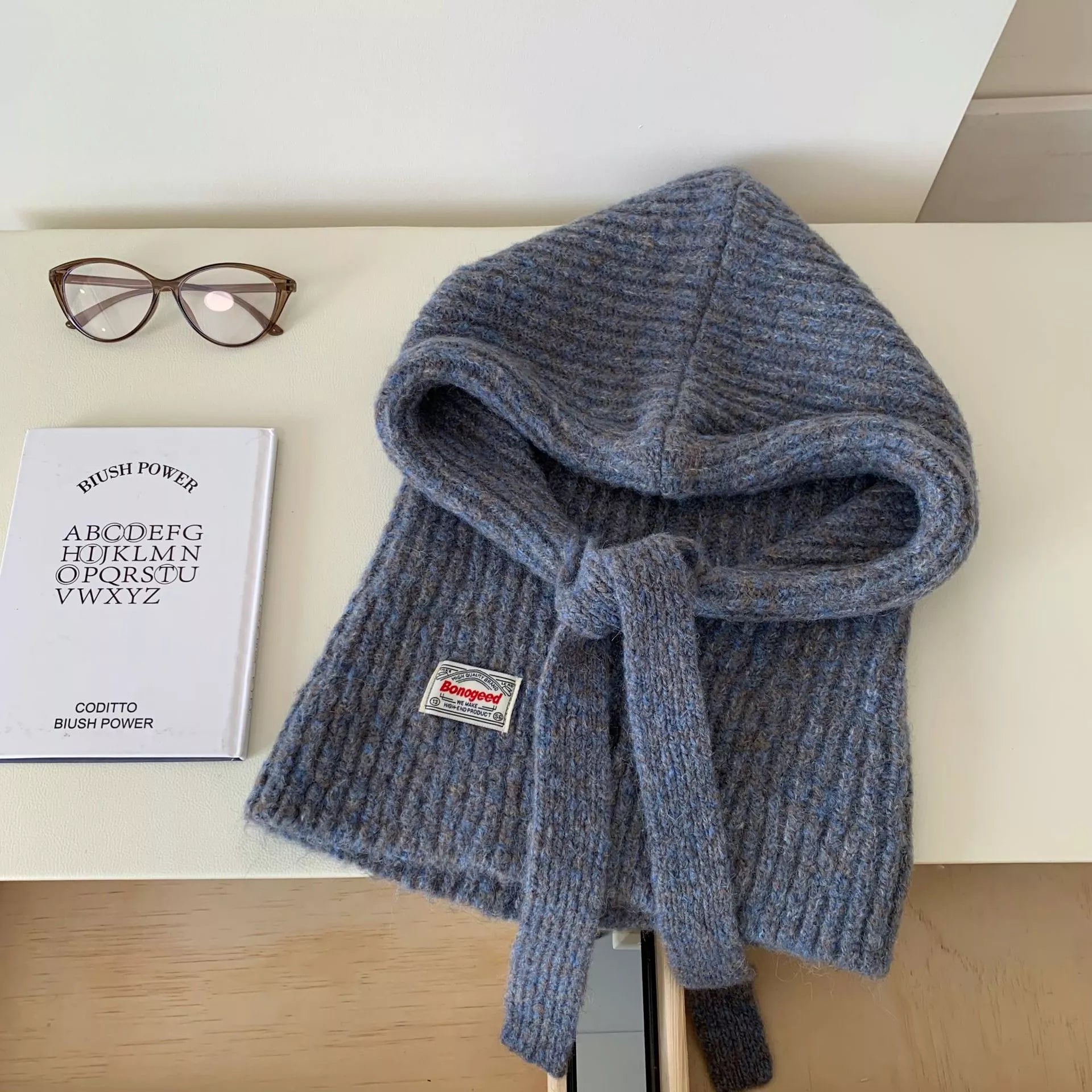 Knitted Winter Scarf Hat – view 3 | Lola Mariee
