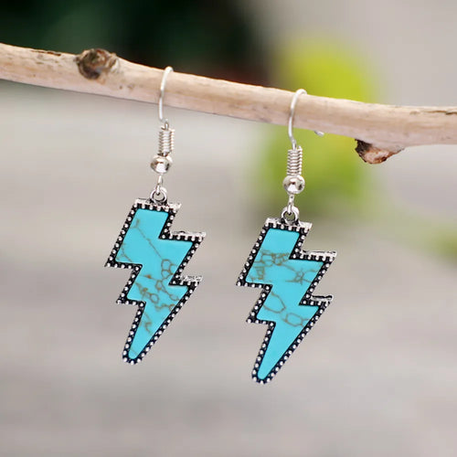 Artificial Turquoise Lightning Dangle Earrings | Lola Mariee